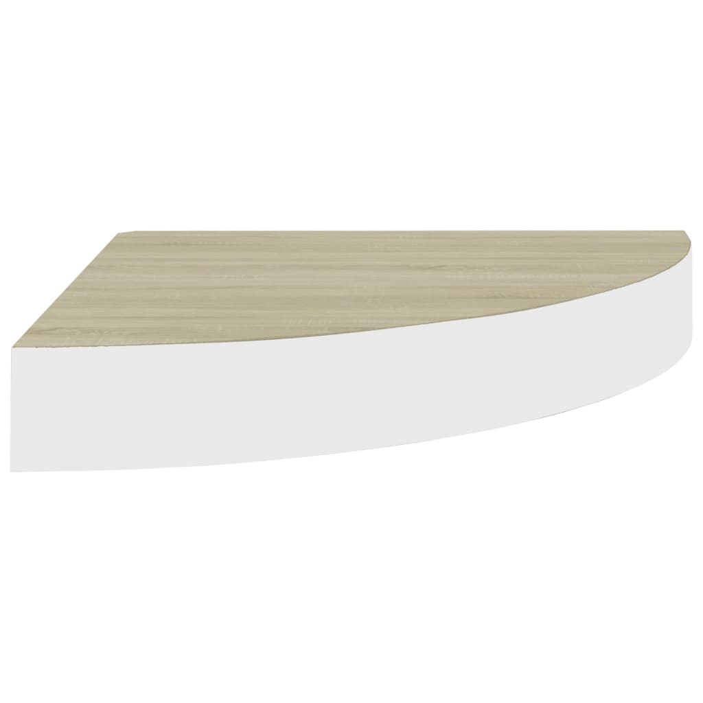vidaXL Narożna półka ścienna, dąb i biel, 35x35x3,8 cm, MDF