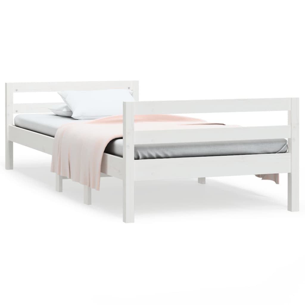 vidaXL Rama łóżka, biała, 75x190 cm, lite drewno sosnowe