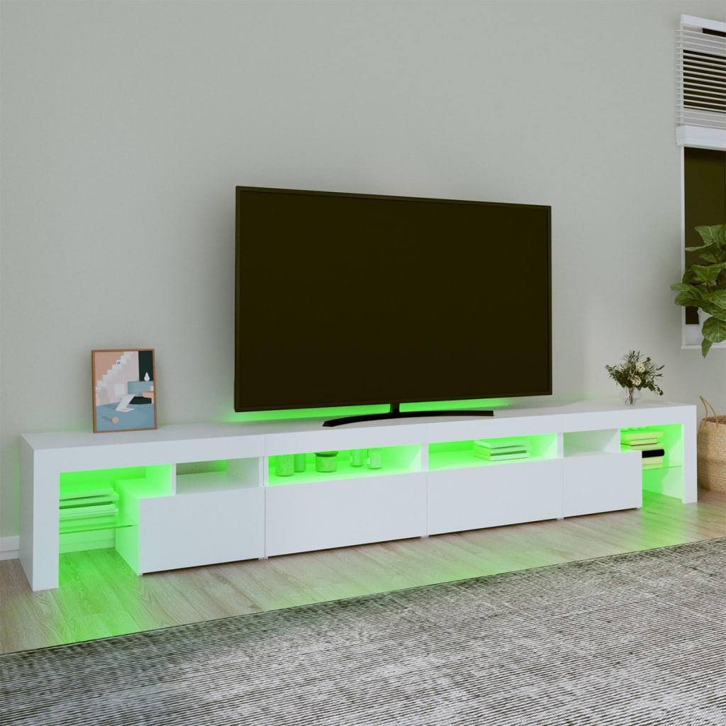 vidaXL Szafka pod TV z oświetleniem LED, biała, 260x36,5x40 cm