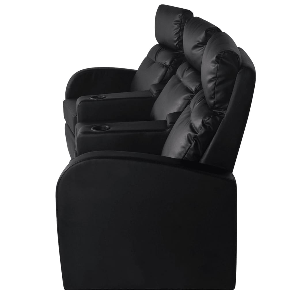 vidaXL Fotele kinowe dla 3 osób, sztuczna skóra, czarne