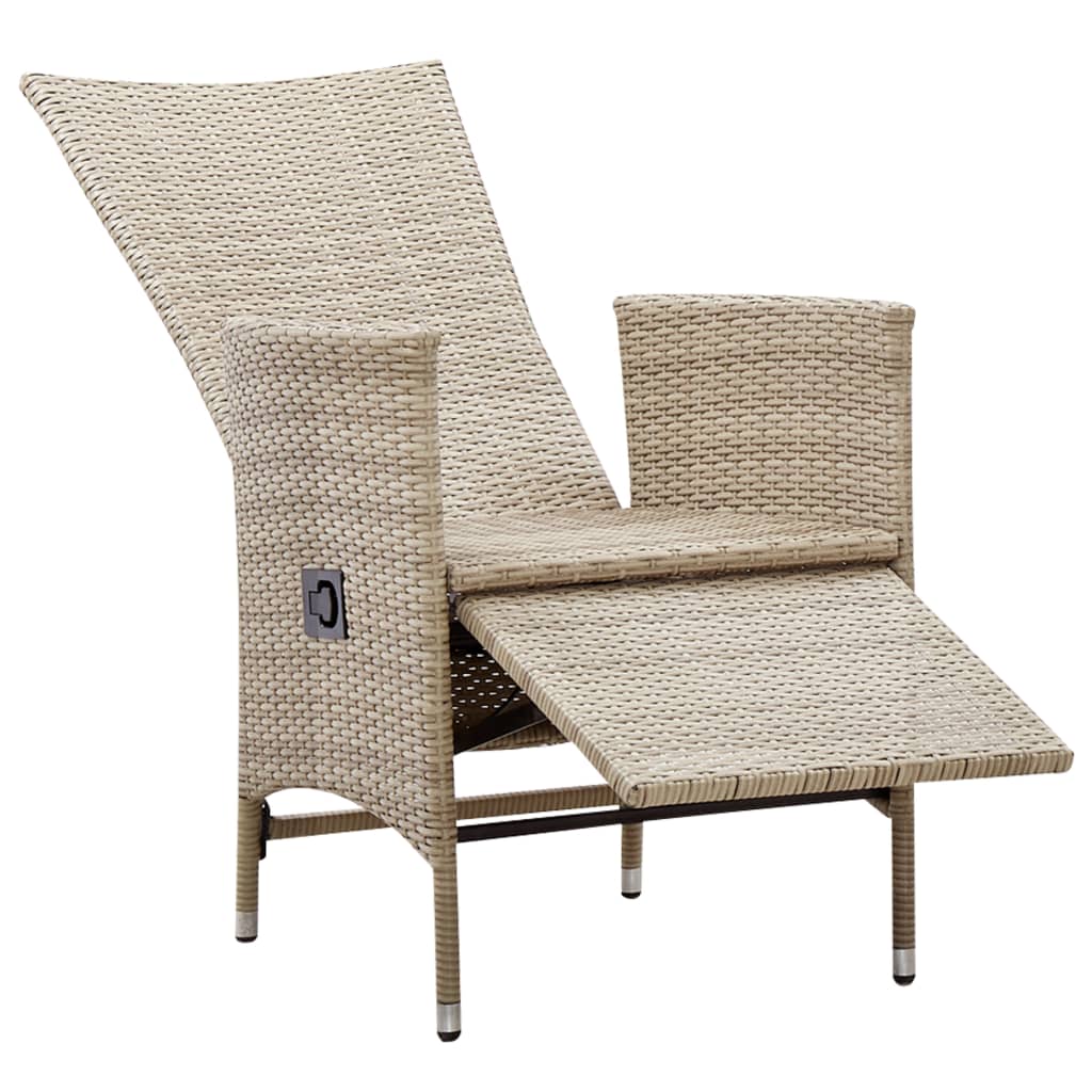 vidaXL Rozkładane krzesła ogrodowe 2 szt., poduszki, rattan PE, beżowe