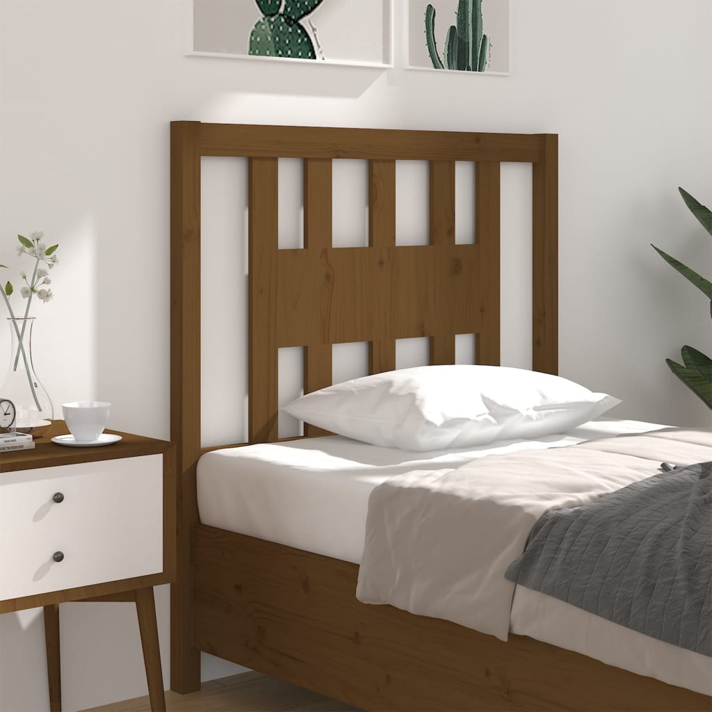 vidaXL Wezgłowie łóżka, miodowy brąz, 96x4x100 cm, lite drewno sosnowe