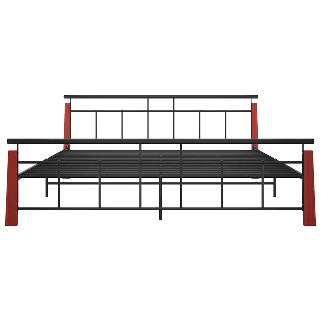 vidaXL Rama łóżka, metal i lite drewno dębowe, 200x200 cm