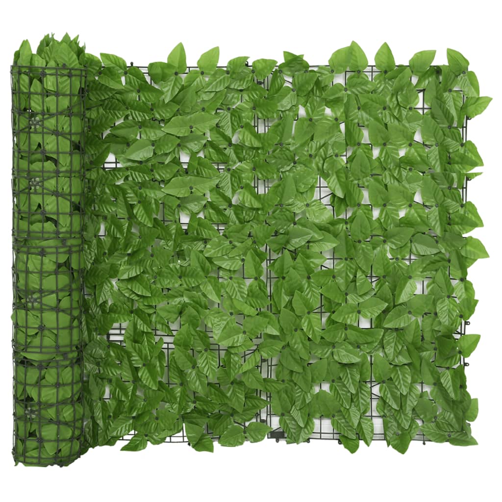 vidaXL Parawan balkonowy, zielone liście, 600x100 cm