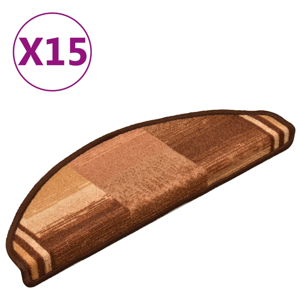 vidaXL Samoprzylepne nakładki na schody, 15 szt., brązowe, 65x21x4 cm