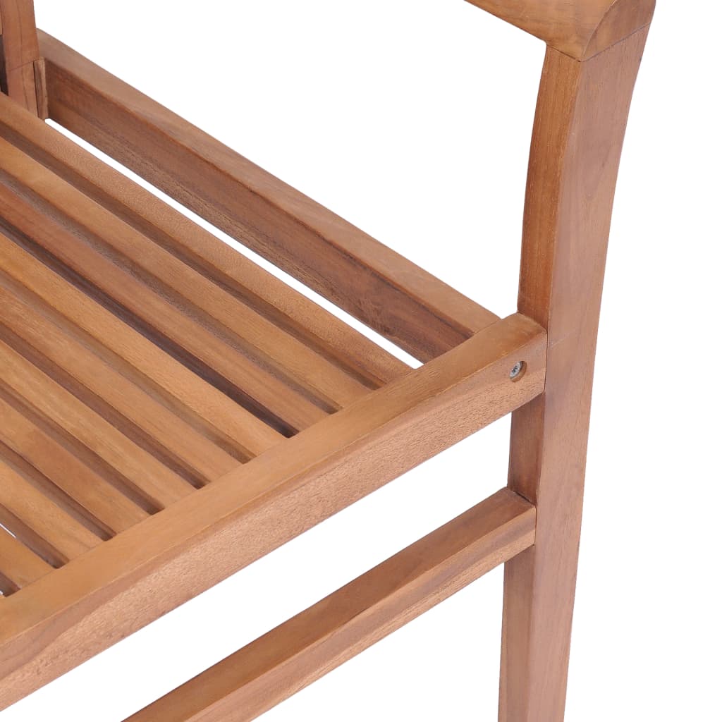 vidaXL Krzesła stołowe, 4 szt., czerwone poduszki, drewno tekowe