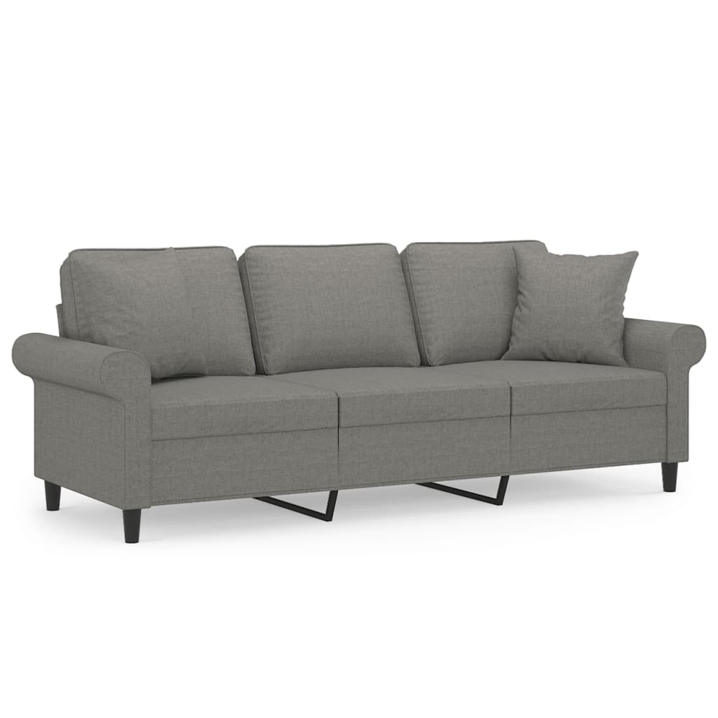 vidaXL 3-osobowa sofa wypoczynkowa z poduszkami, ciemnoszara, 180 cm
