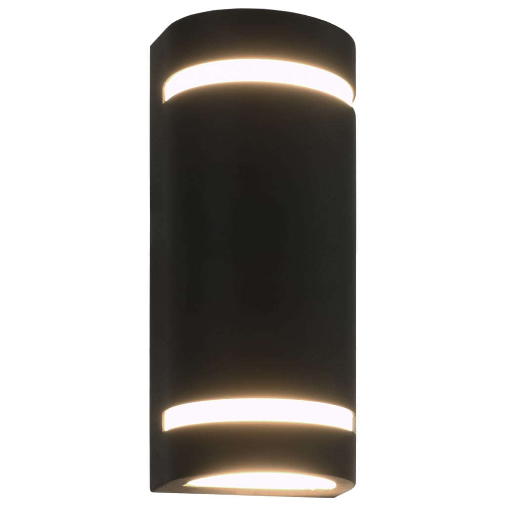 vidaXL Zewnętrzne lampy ścienne, 2 szt., 35 W, czarne, półokrągłe