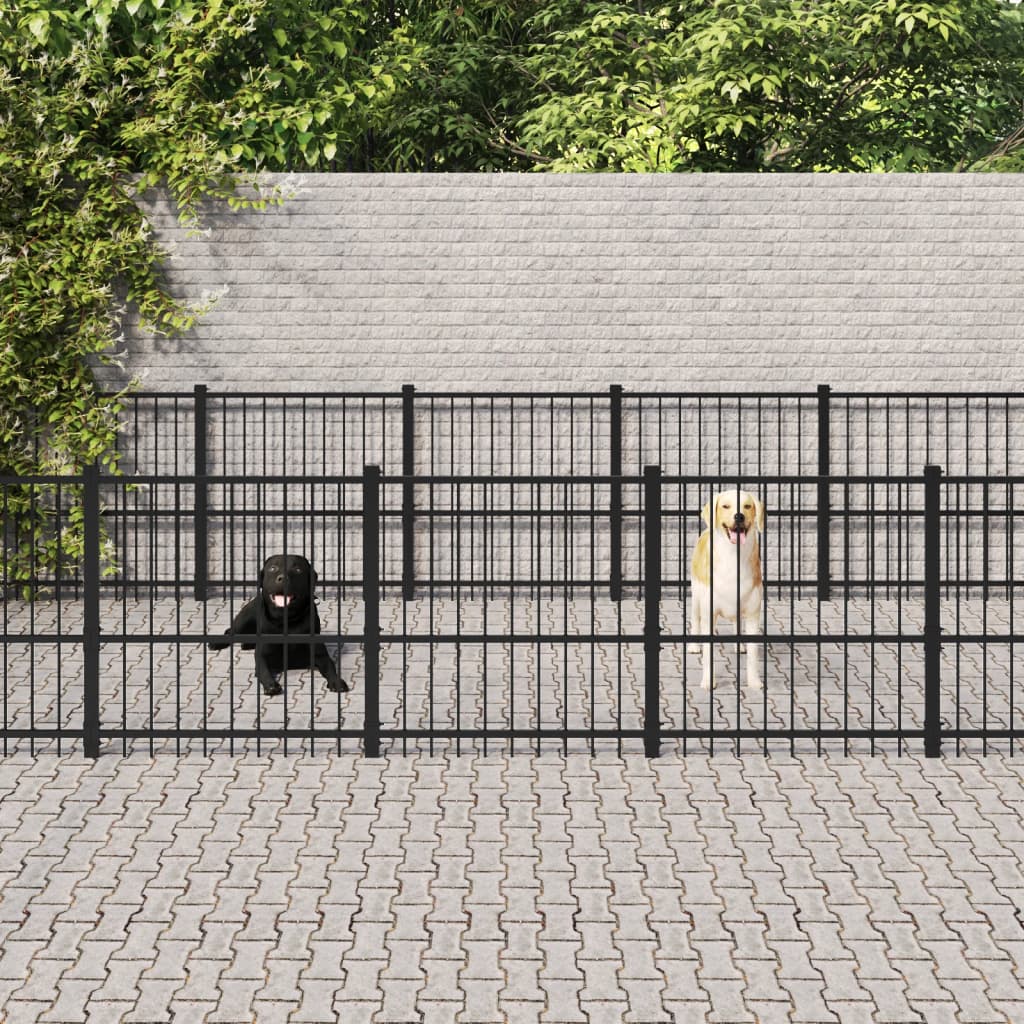 vidaXL Kojec zewnętrzny dla psa, stalowy, 16,94 m²