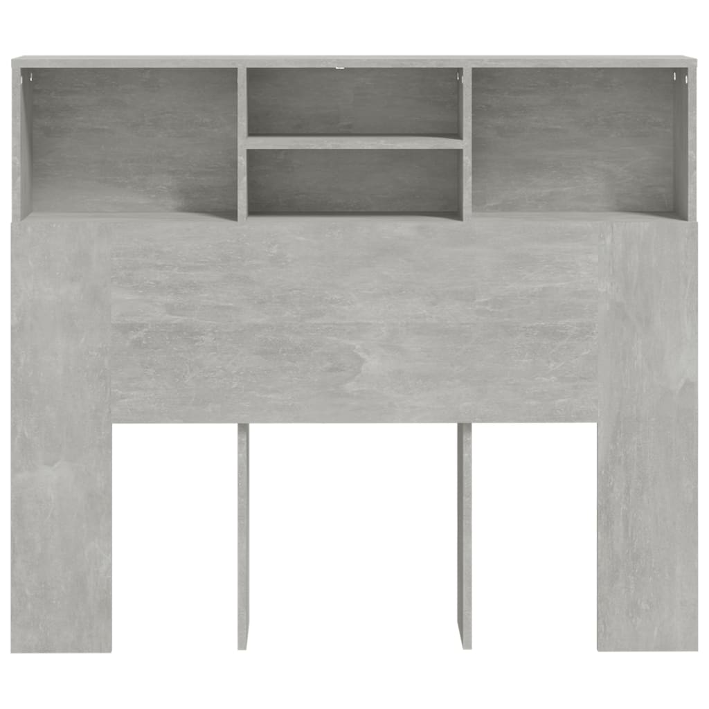 vidaXL Wezgłowie łóżka z półkami, szarość betonu, 120x19x103,5 cm