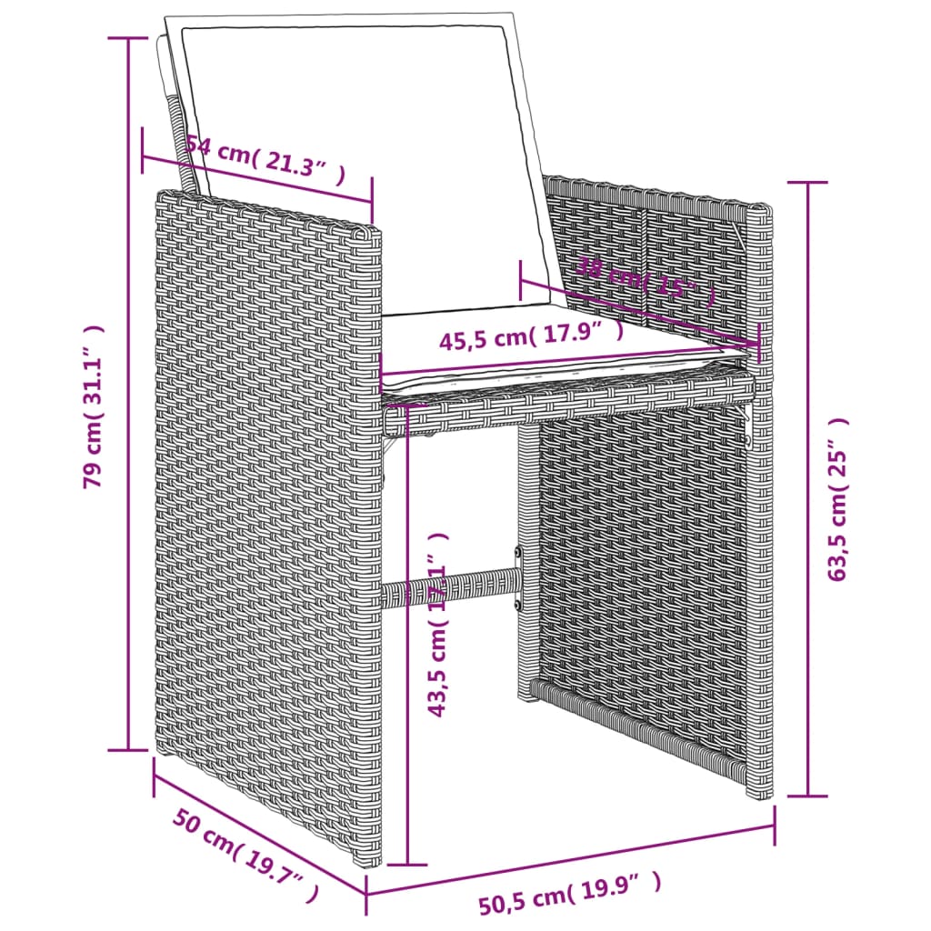 vidaXL Krzesła ogrodowe z poduszkami, 4 szt., jasnoszare, polirattan
