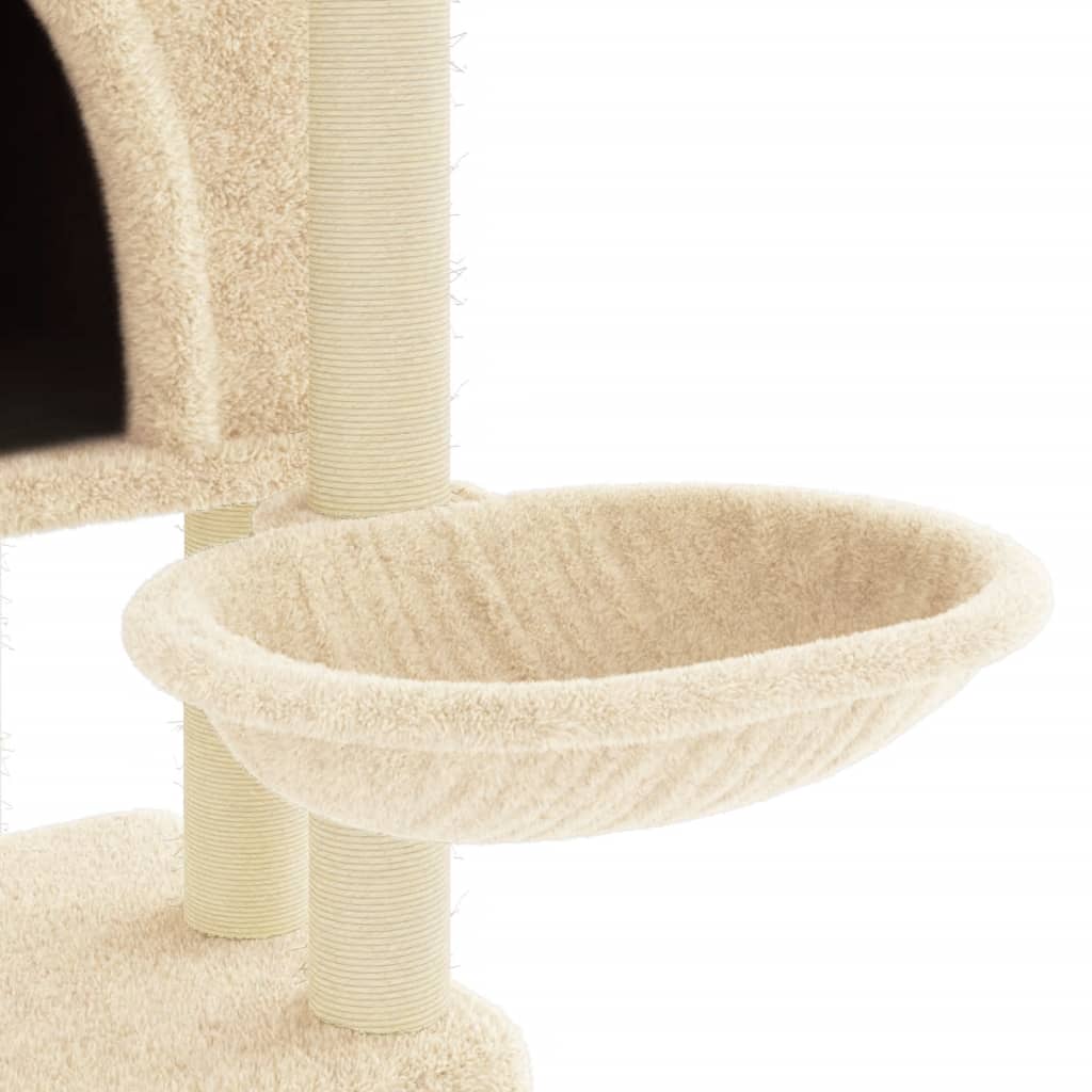 vidaXL Drapak dla kota z sizalowymi słupkami, kremowy, 180 cm