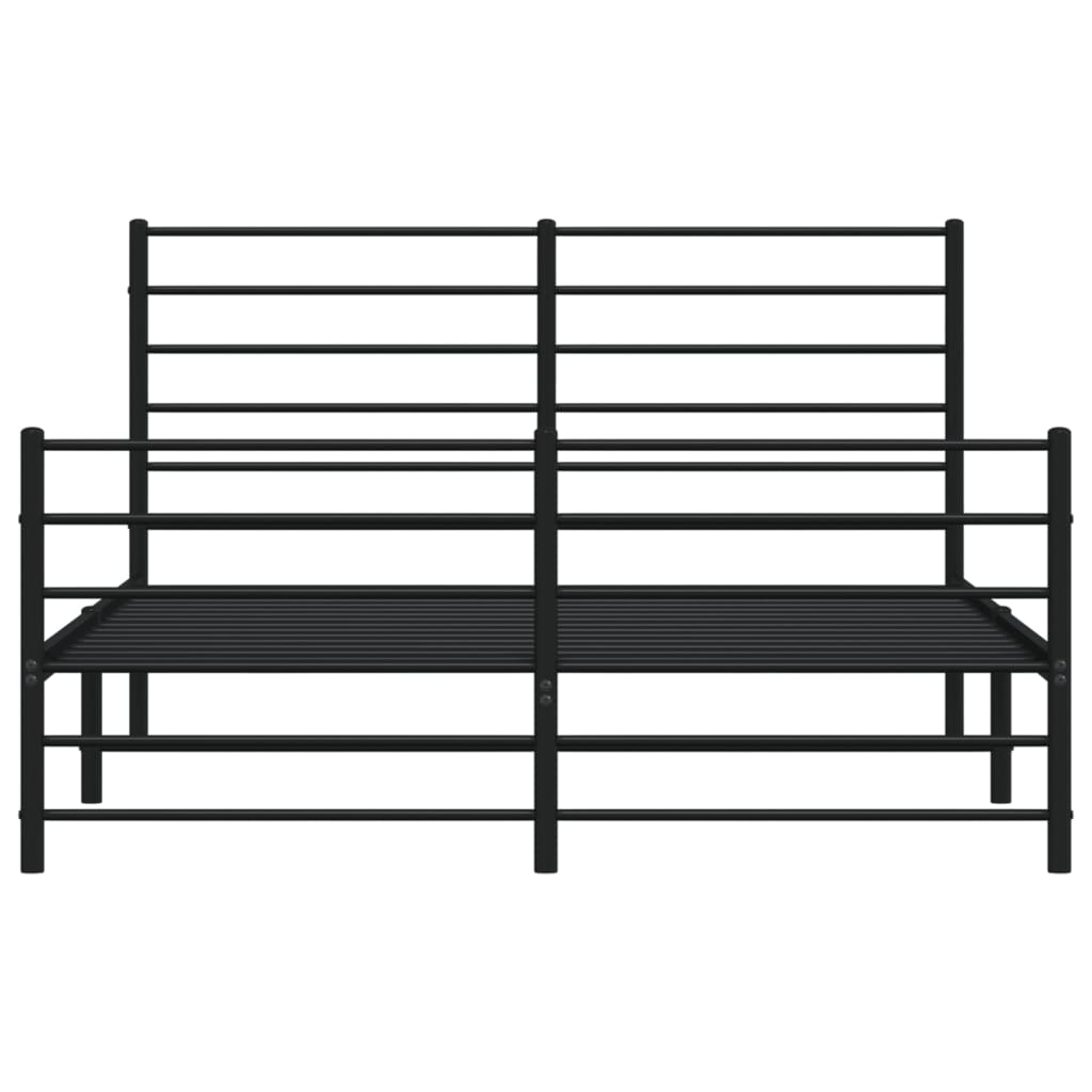 vidaXL Metalowa rama łóżka z wezgłowiem i zanóżkiem, czarna, 120x200cm