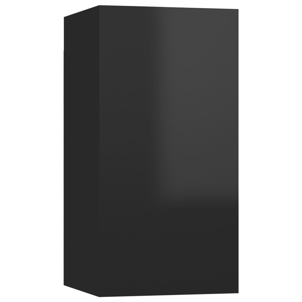 vidaXL Szafki telewizyjne, 4 szt., wysoki połysk, czarne, 30,5x30x60 cm