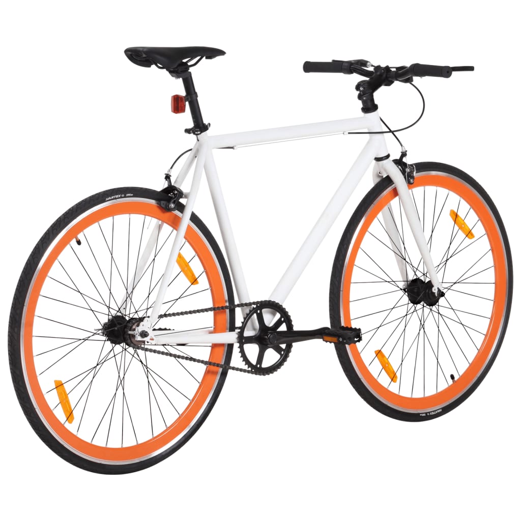 vidaXL Rower single speed, biało-pomarańczowy, 700c, 59 cm