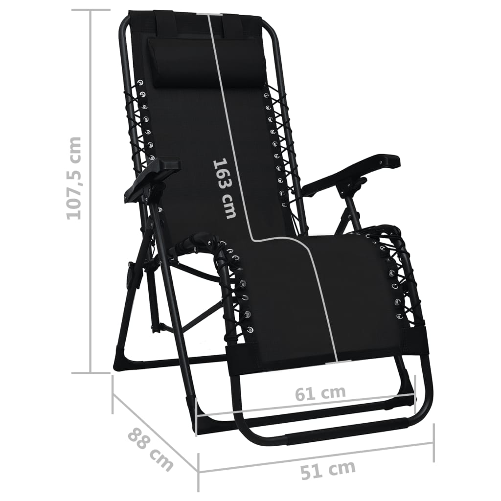 vidaXL Składane krzesła tarasowe, 2 szt., czarne, tworzywo textilene