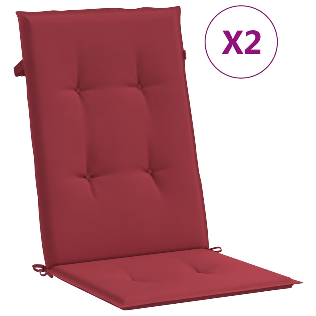 vidaXL Poduszki na krzesła ogrodowe, 2 szt., kolor wina, 120x50x3 cm