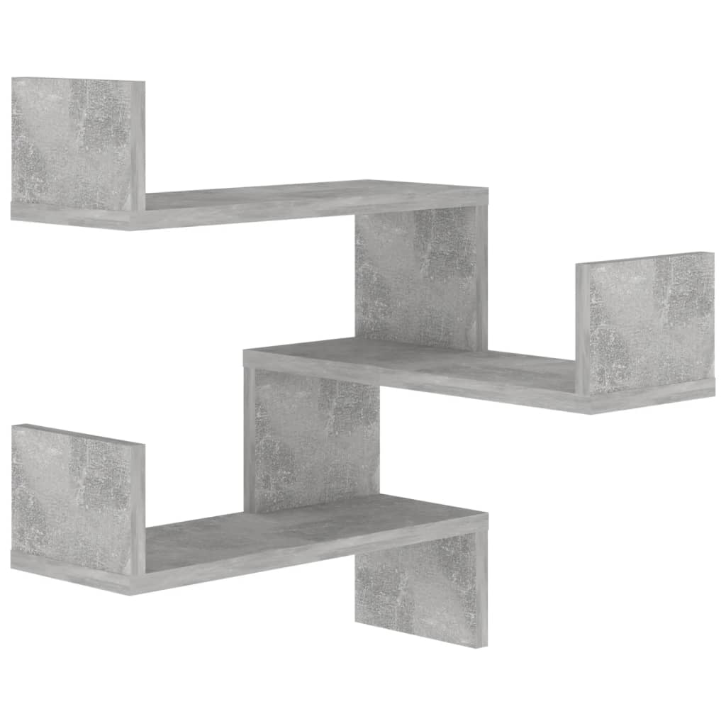 vidaXL Półki ścienne narożne, 2 szt., szarość betonu, 40x40x50 cm