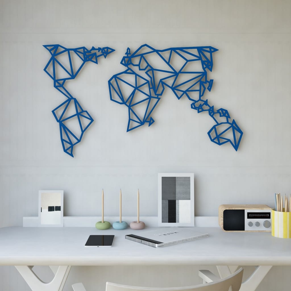Homemania Dekoracja ścienna World, 100x58 cm, stalowa, niebieska