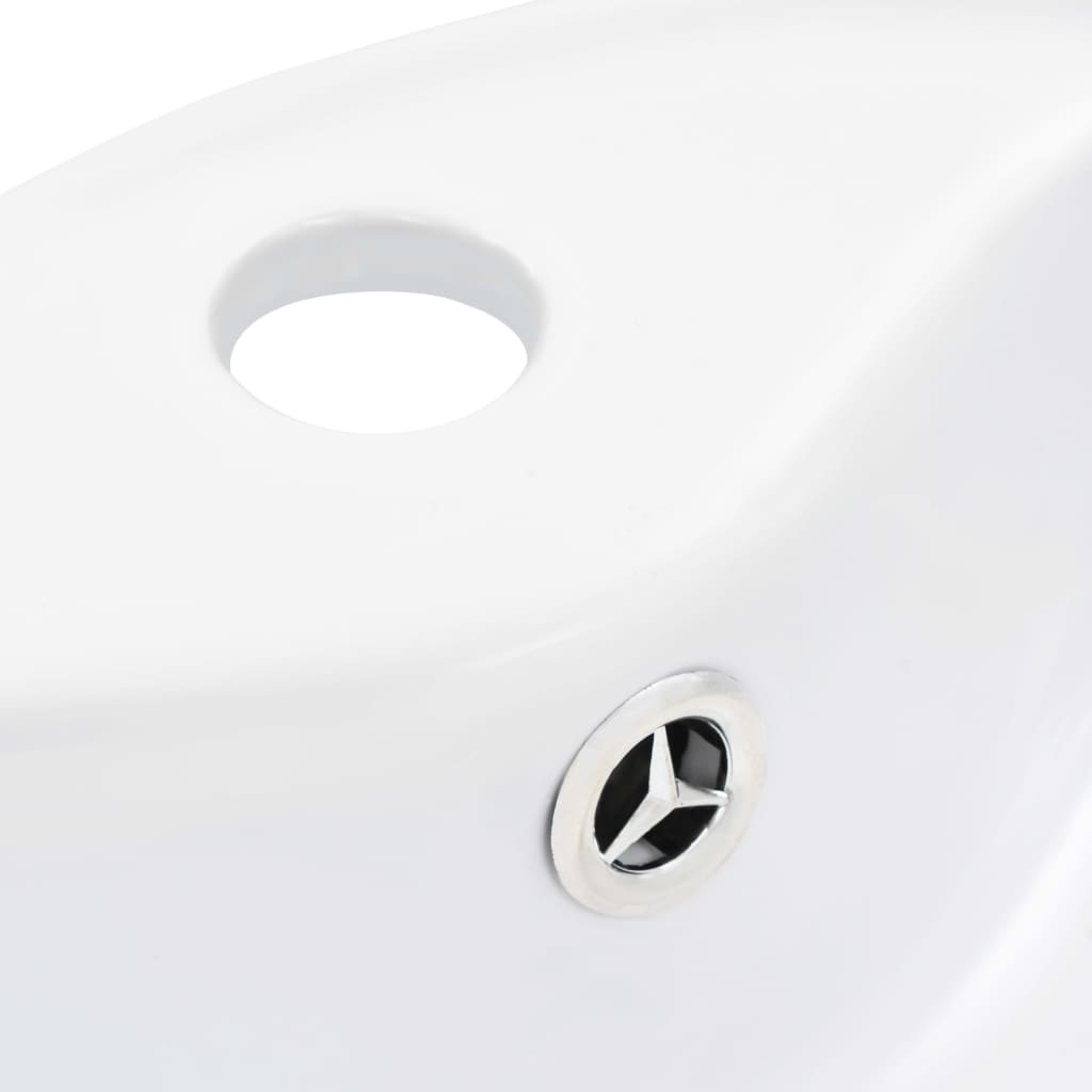 vidaXL Umywalka z przelewem, 36 x 13 cm, ceramiczna, biała