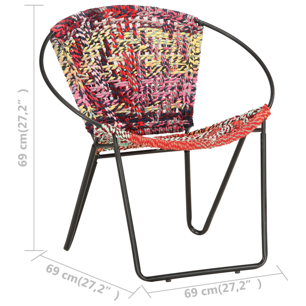 vidaXL Okrągłe krzesło, wielokolorowe, z tkaniny chindi