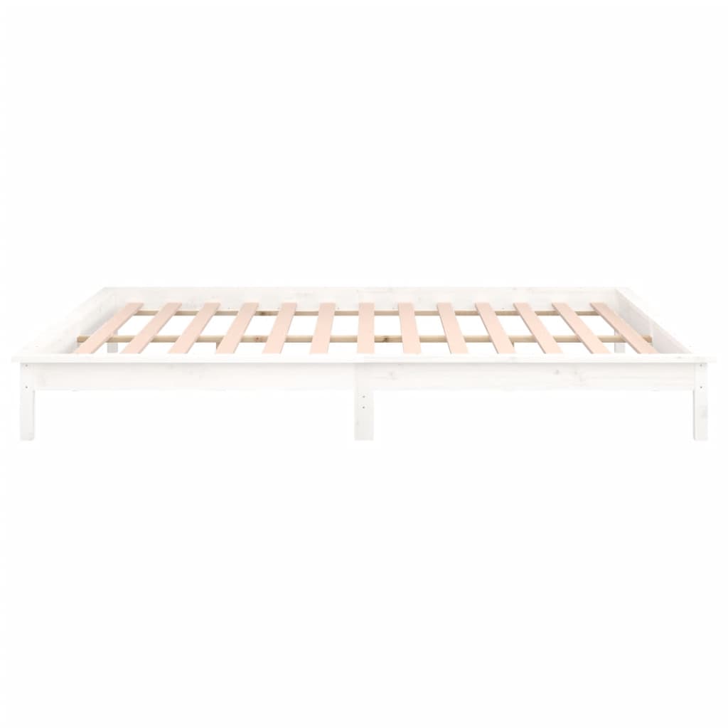 vidaXL Rama łóżka z LED, biała, 120x200 cm, lite drewno