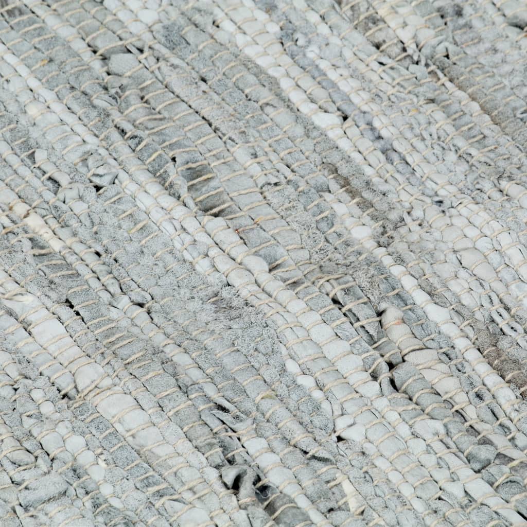 vidaXL Ręcznie tkany dywanik Chindi, skórzany, 190x280 cm, jasnoszary