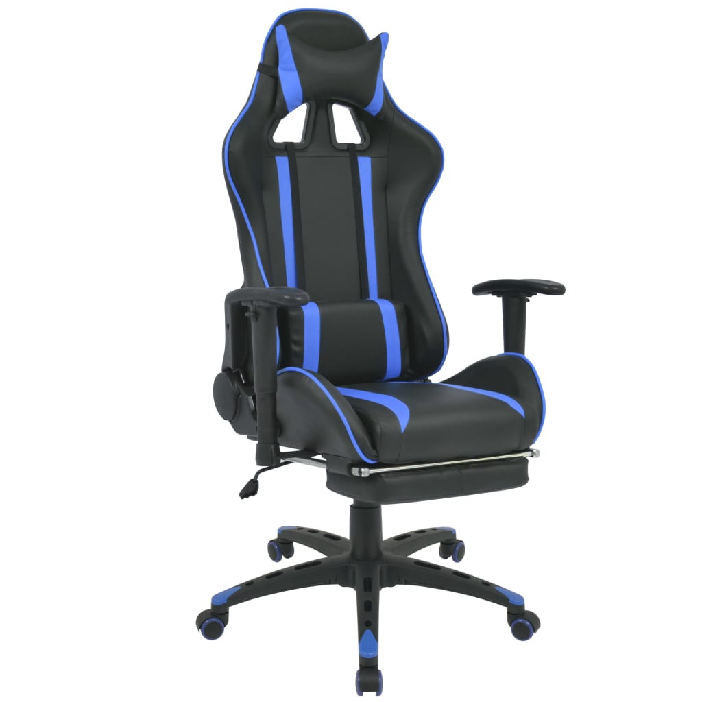 vidaXL Regulowane krzesło biurowe z podnóżkiem, niebieskie