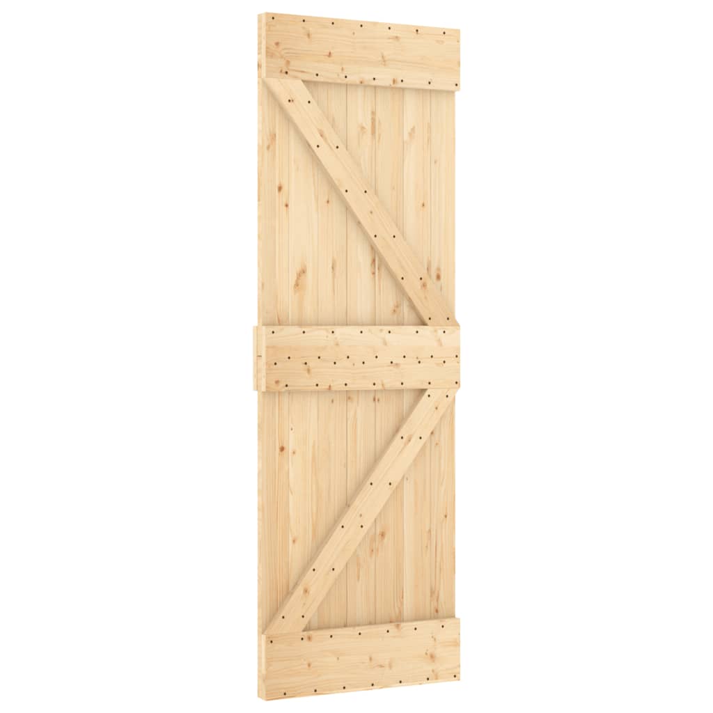vidaXL Drzwi przesuwne z osprzętem, 70x210 cm, lite drewno sosnowe