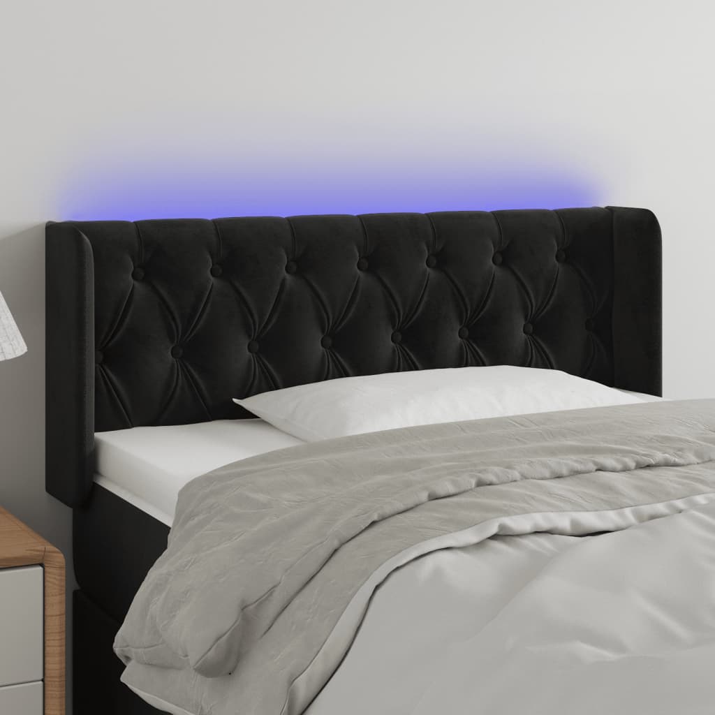 vidaXL Zagłówek do łóżka z LED, czarny, 103x16x78/88 cm, aksamit