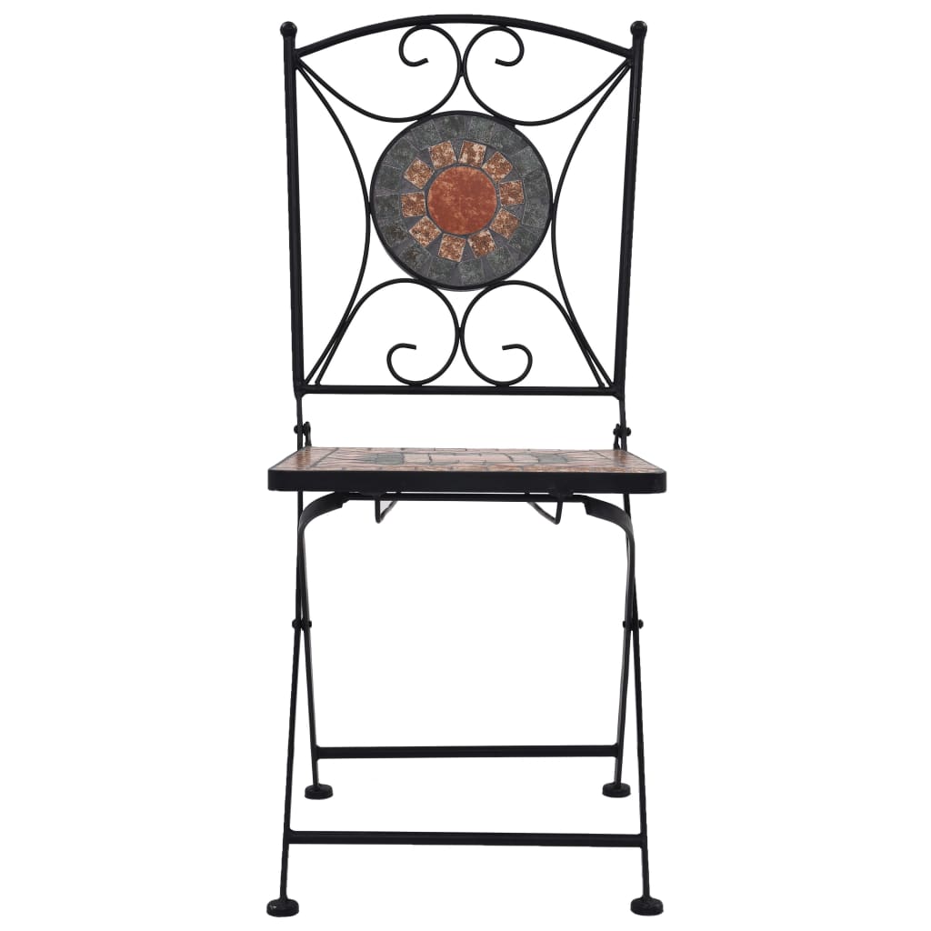 vidaXL Mozaikowe krzesła bistro, 2 szt, pomarańczowo-szare