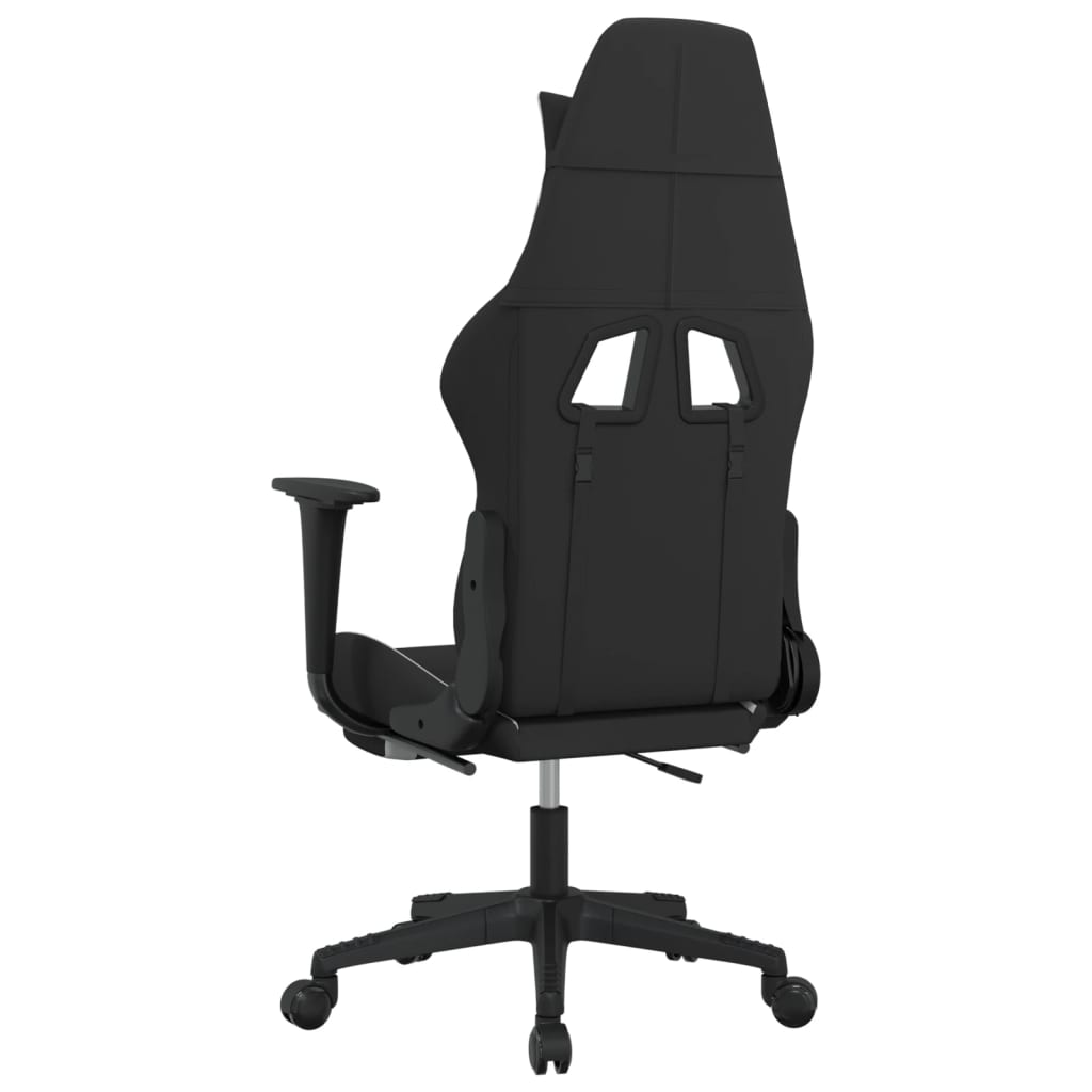 vidaXL Fotel gamingowy z podnóżkiem i masażem, czarno-biały, tkanina