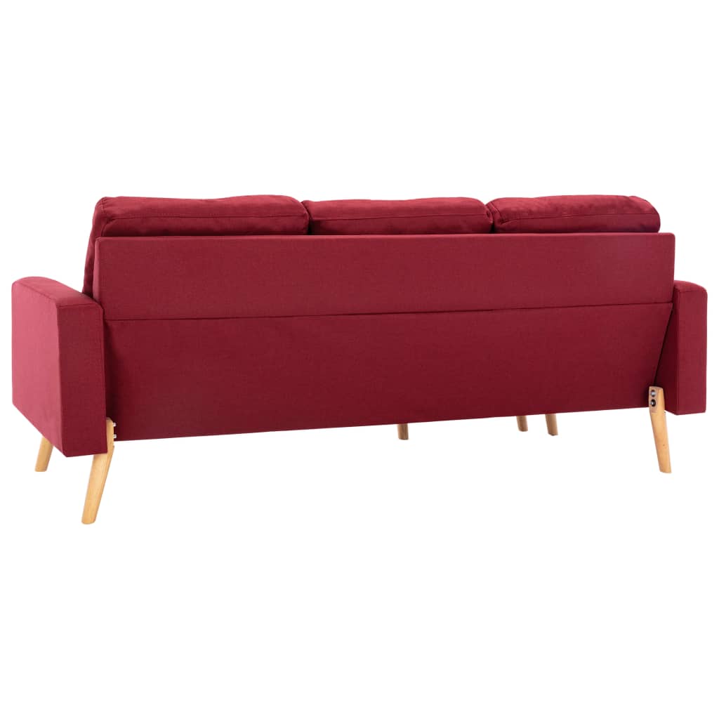 vidaXL 3-osobowa sofa z podnóżkiem winna czerwień tapicerowana tkaniną