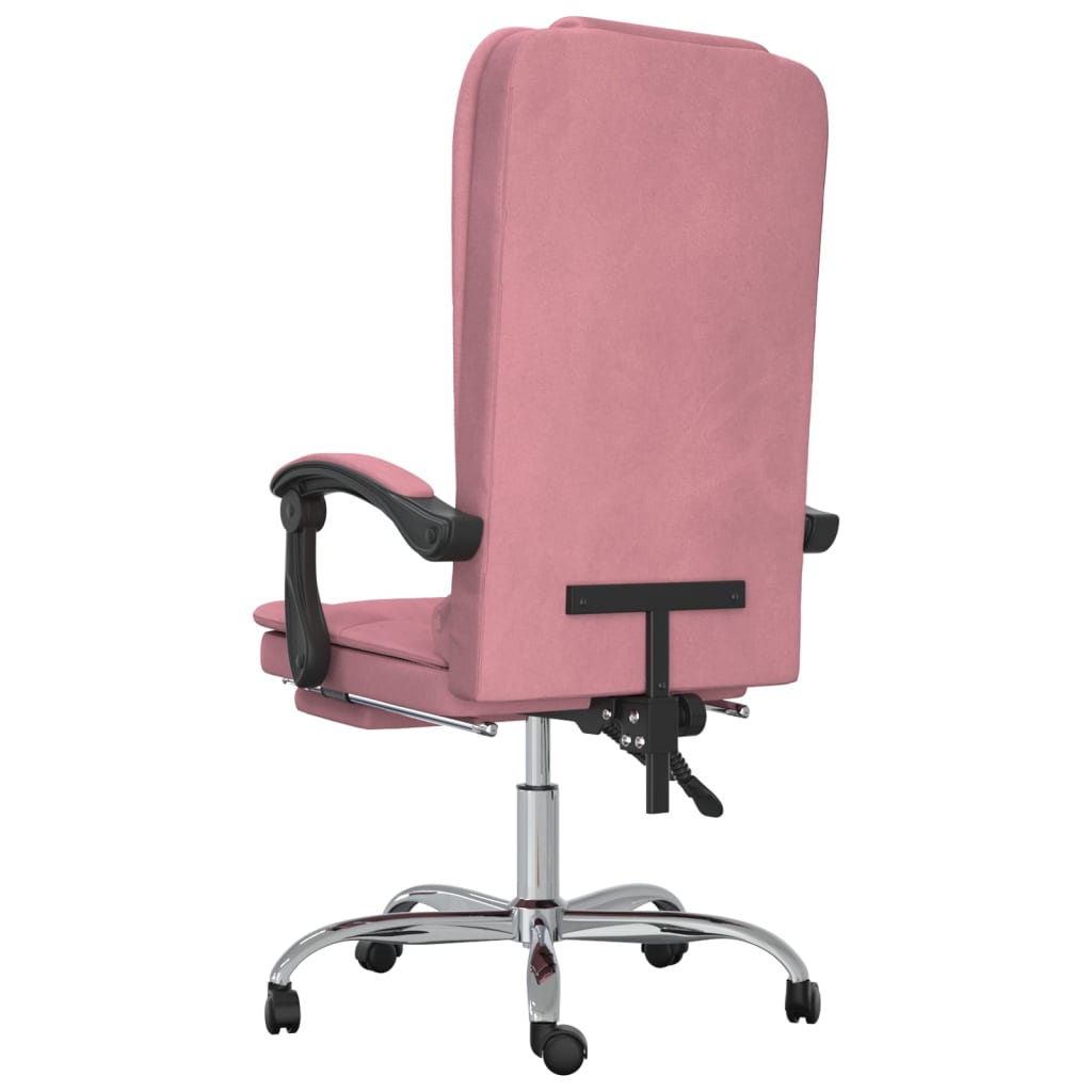 vidaXL Rozkładane, masujące krzesło biurowe, różowe, aksamit