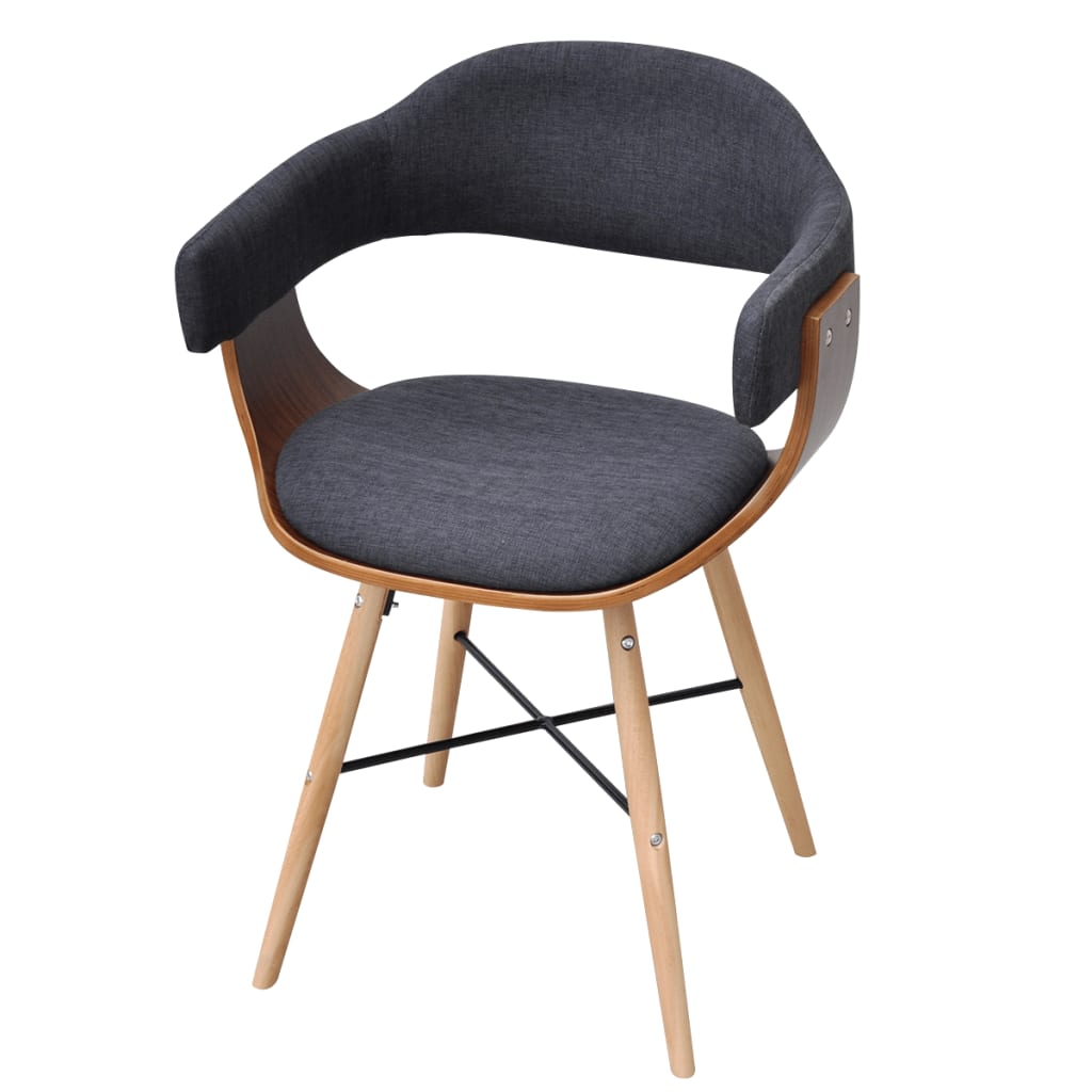 vidaXL Krzesła stołowe, 4 szt., ciemnoszare, gięte drewno i tkanina