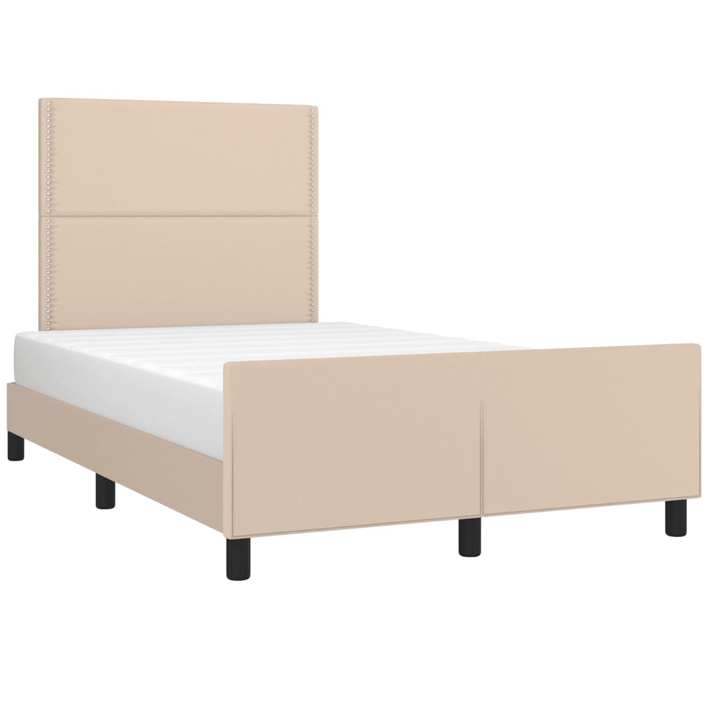 vidaXL Rama łóżka z zagłówkiem, cappuccino, 120x200 cm, sztuczna skóra
