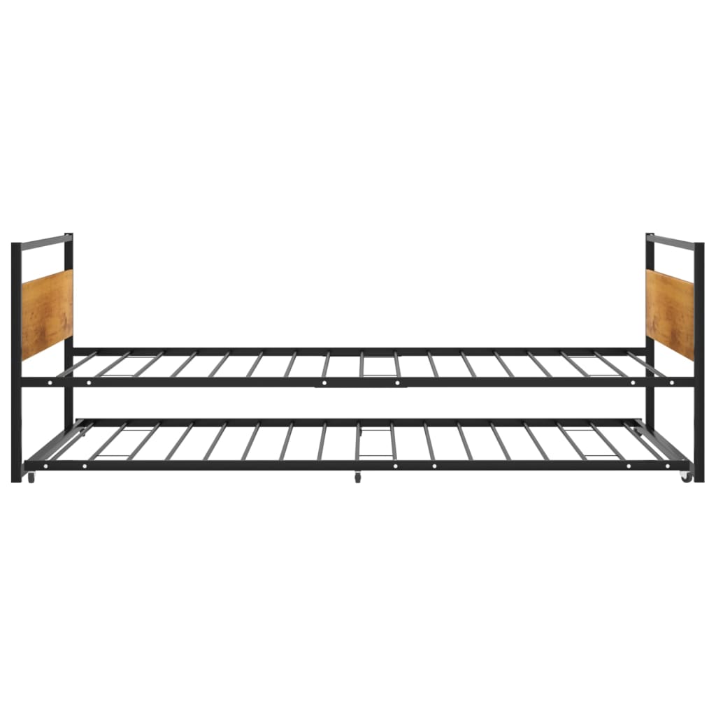 vidaXL Wysuwana rama łóżka, czarna, metalowa, 90x200 cm