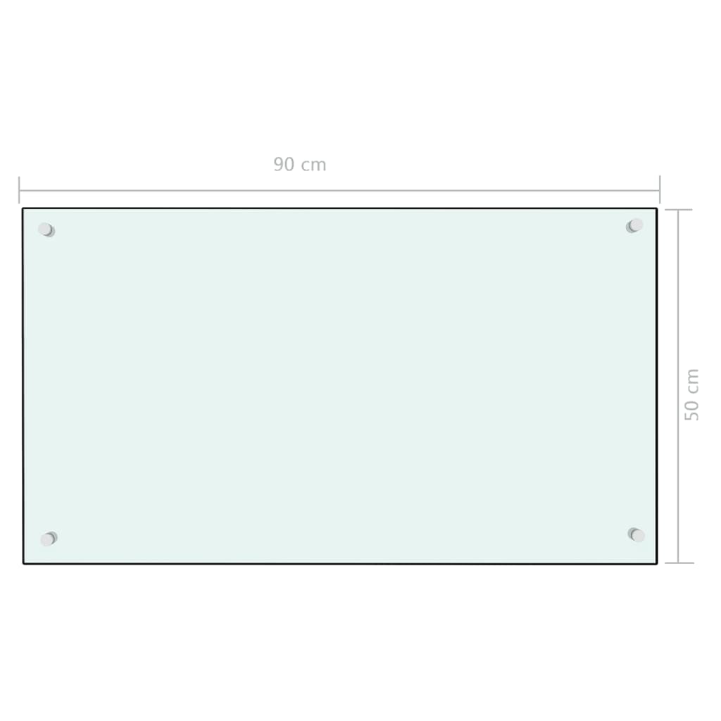 vidaXL Panel ochronny do kuchni, biały, 90x50 cm, szkło hartowane