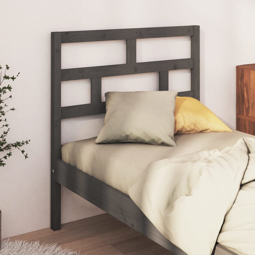vidaXL Wezgłowie łóżka, szare, 106x4x100 cm, lite drewno sosnowe