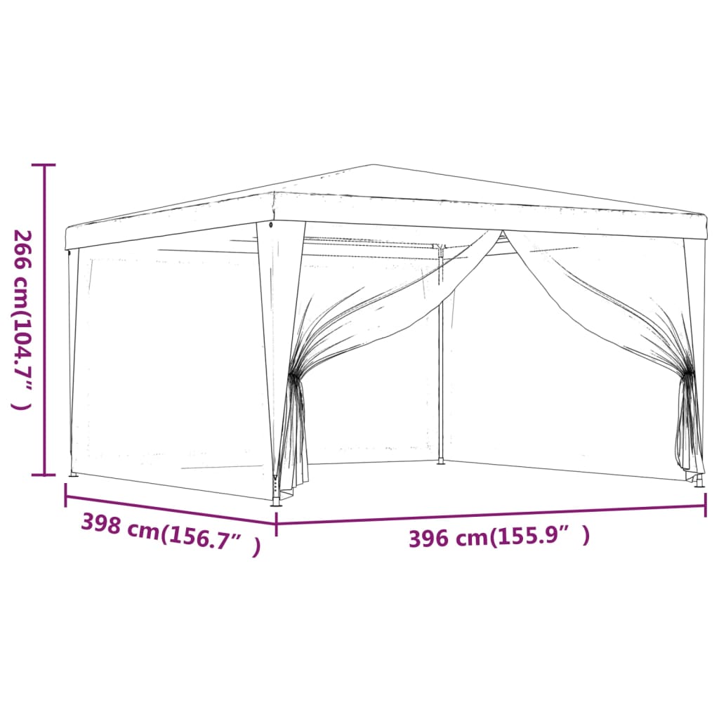 vidaXL Namiot imprezowy z 4 ścianami z siatki, antracyt, 4x4 m, HDPE