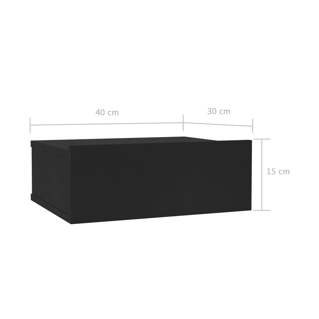 vidaXL Wisząca szafka nocna, czarna 40x30x15cm materiał drewnopochodny