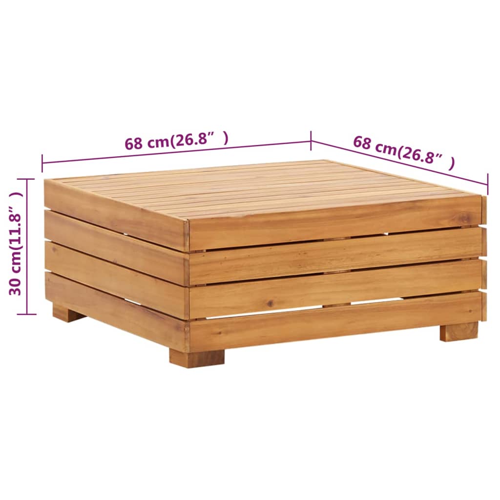 vidaXL Stolik ogrodowy ze stołkiem i poduszką, lite drewno akacjowe