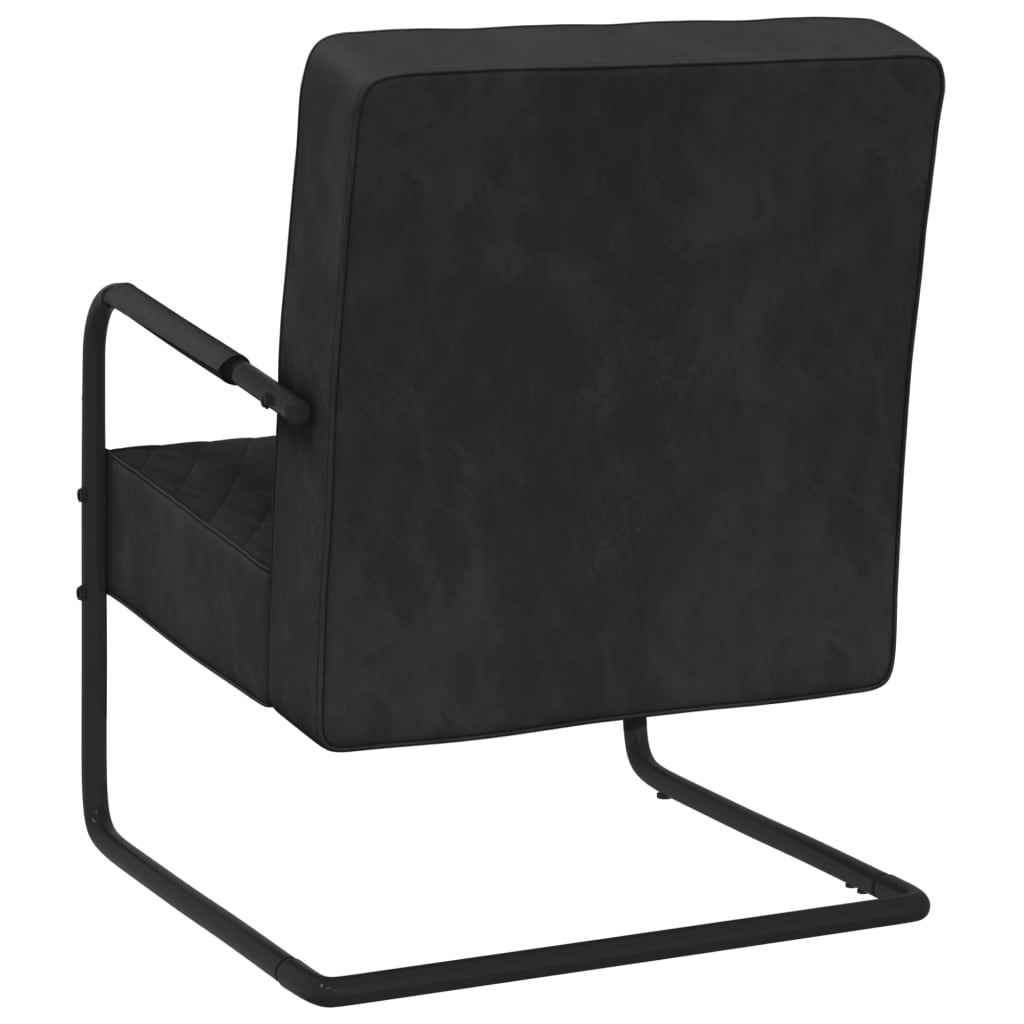 vidaXL Krzesło wspornikowe, czarne, obite aksamitem