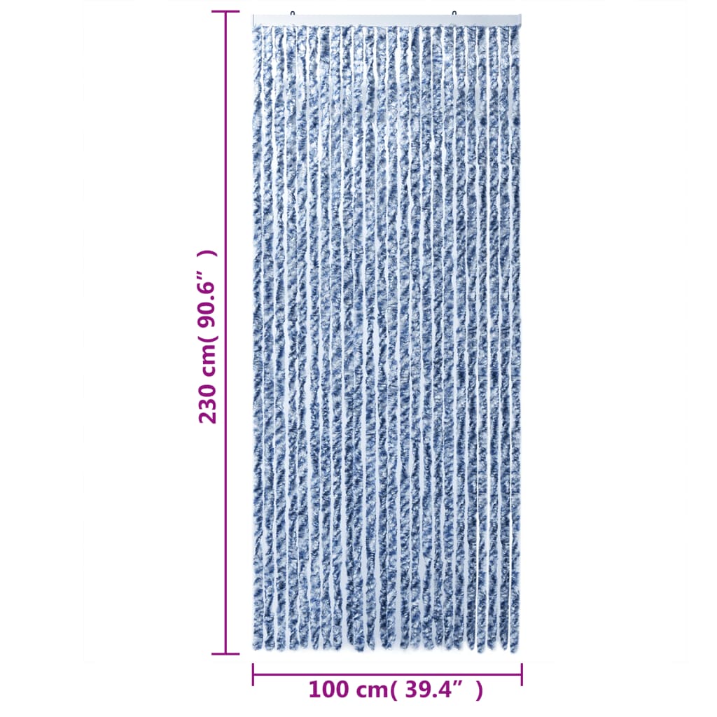 vidaXL Zasłona przeciwko owadom, niebiesko-biała, 100x230 cm, szenil