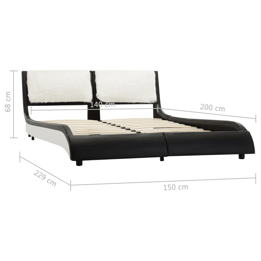 vidaXL Rama łóżka, czarno-biała, sztuczna skóra, 135x190 cm