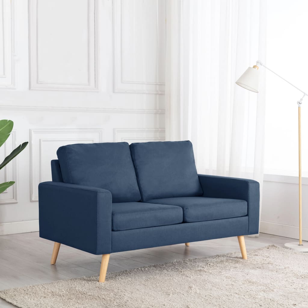 vidaXL 2-osobowa sofa, niebieska, tapicerowana tkaniną