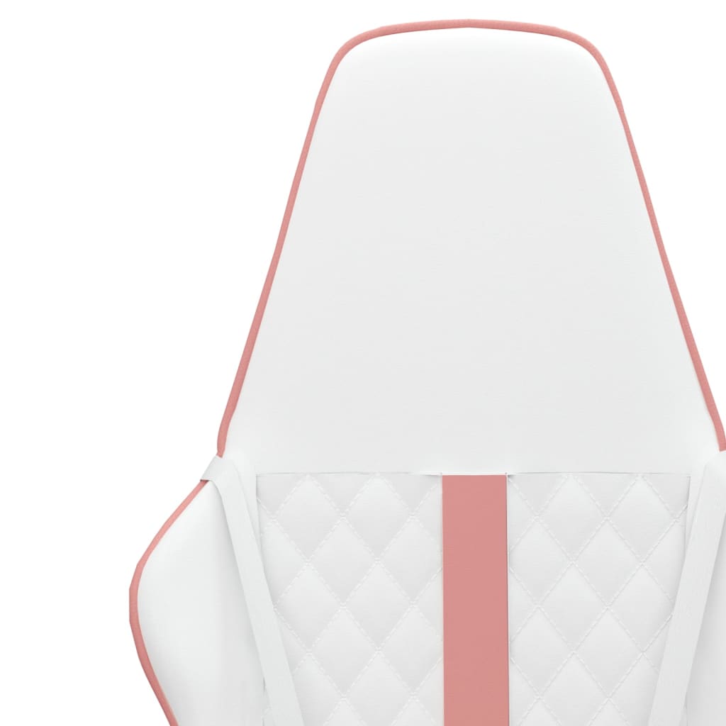 vidaXL Fotel gamingowy, biało-różowy, sztuczna skóra