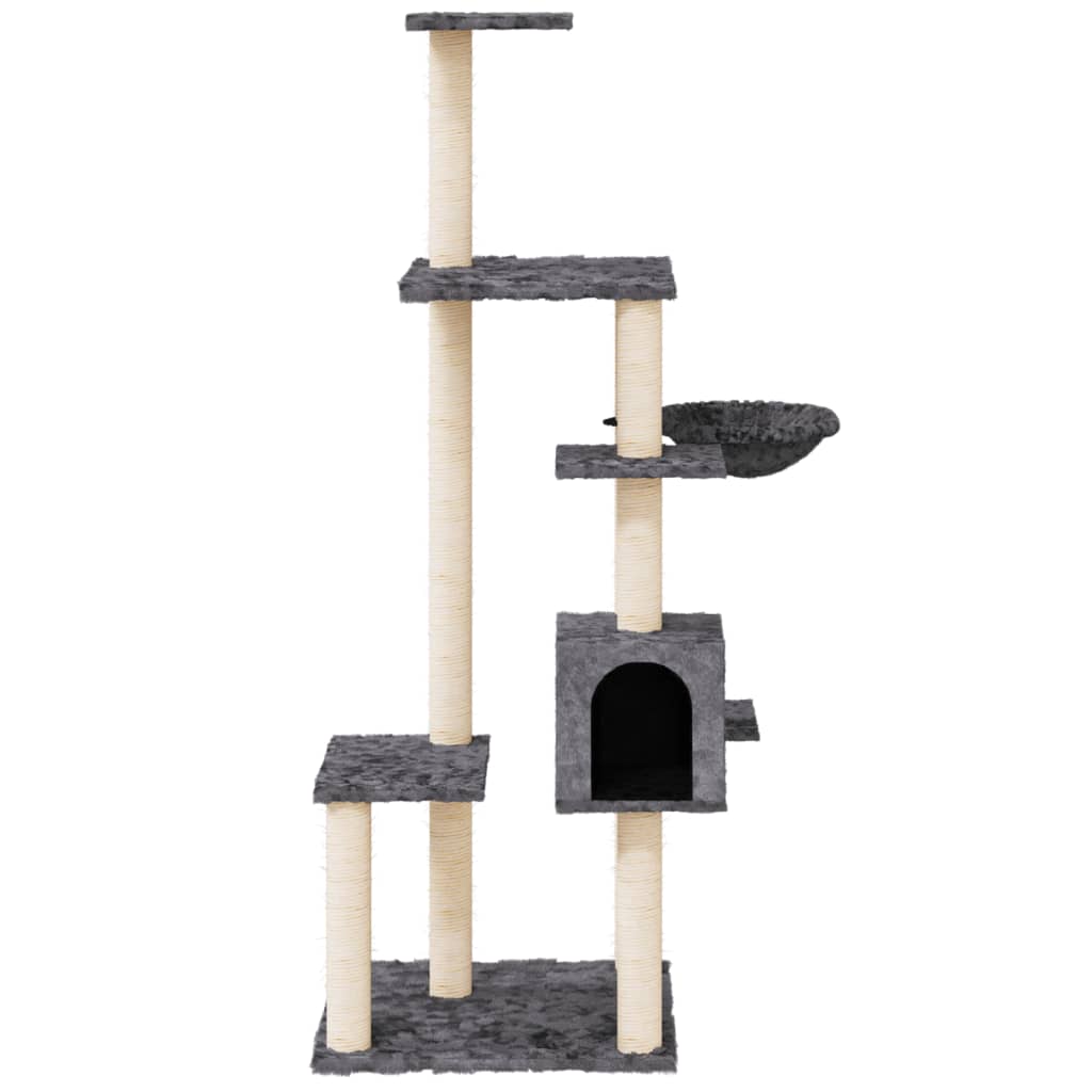 vidaXL Drapak dla kota z sizalowymi słupkami, ciemnoszary, 142 cm