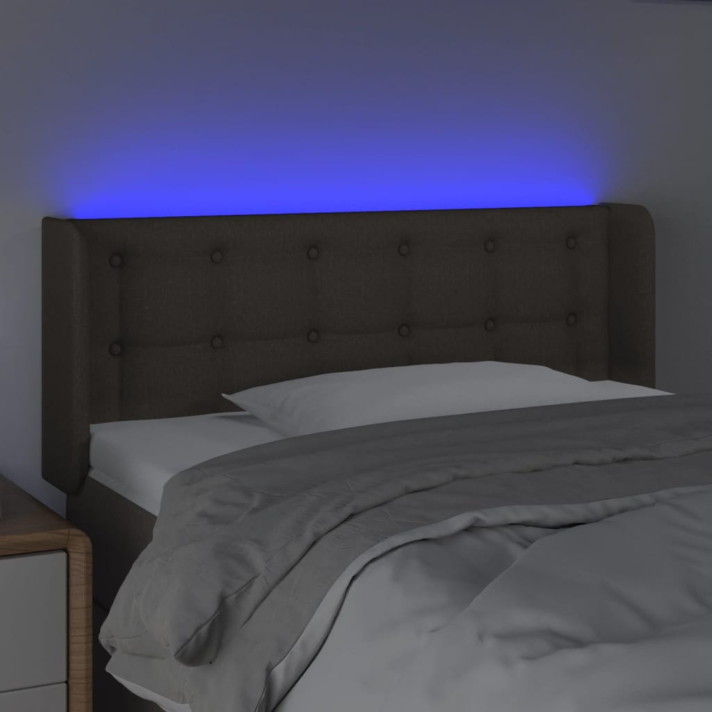 vidaXL Zagłówek do łóżka z LED, taupe, 103x16x78/88 cm, tkanina