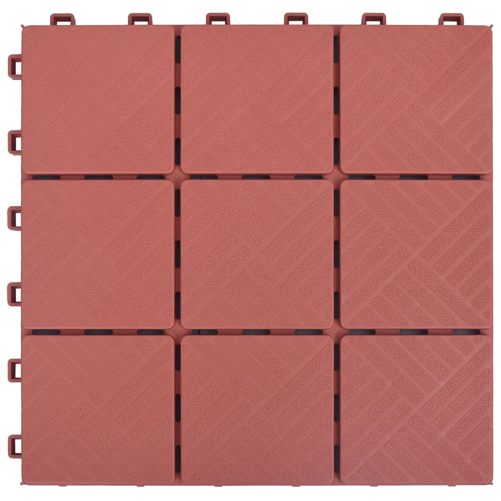 vidaXL Płytki tarasowe, 10 szt., czerwone, 30,5x30,5 cm, plastikowe